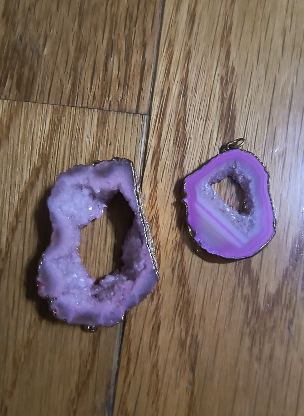 Pick 3/$10⭐ Lot Of 2 Pink And Gold Toned Geode Slice Charms